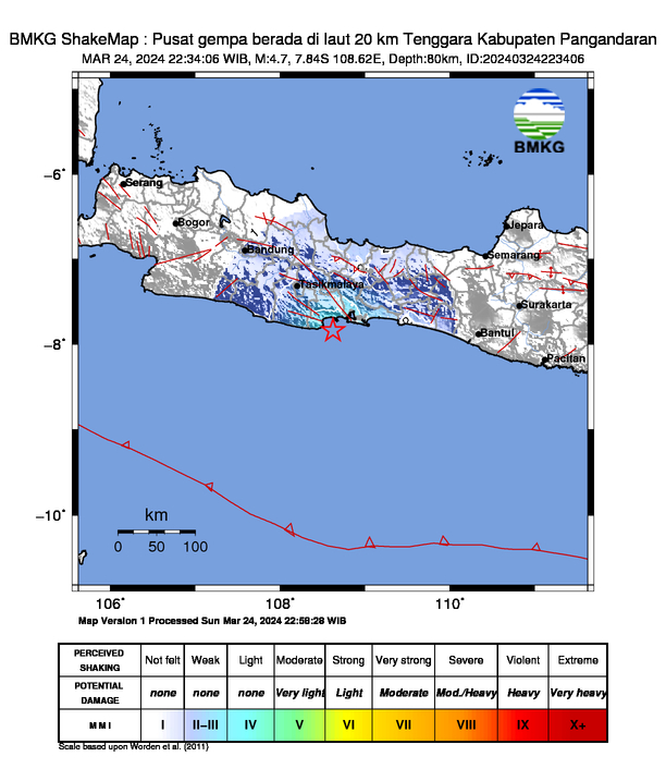 Bumi Pangandaran Diguncang Gempa Berkekuatan 4,6 Magnitudo