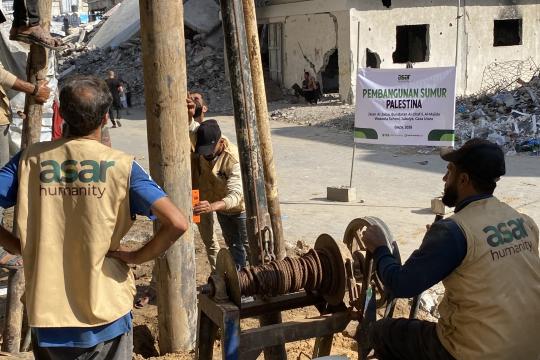 Sumur Air Bersih ASAR Humanity Hadir untuk 230 Keluarga Pengungsi di Gaza Utara