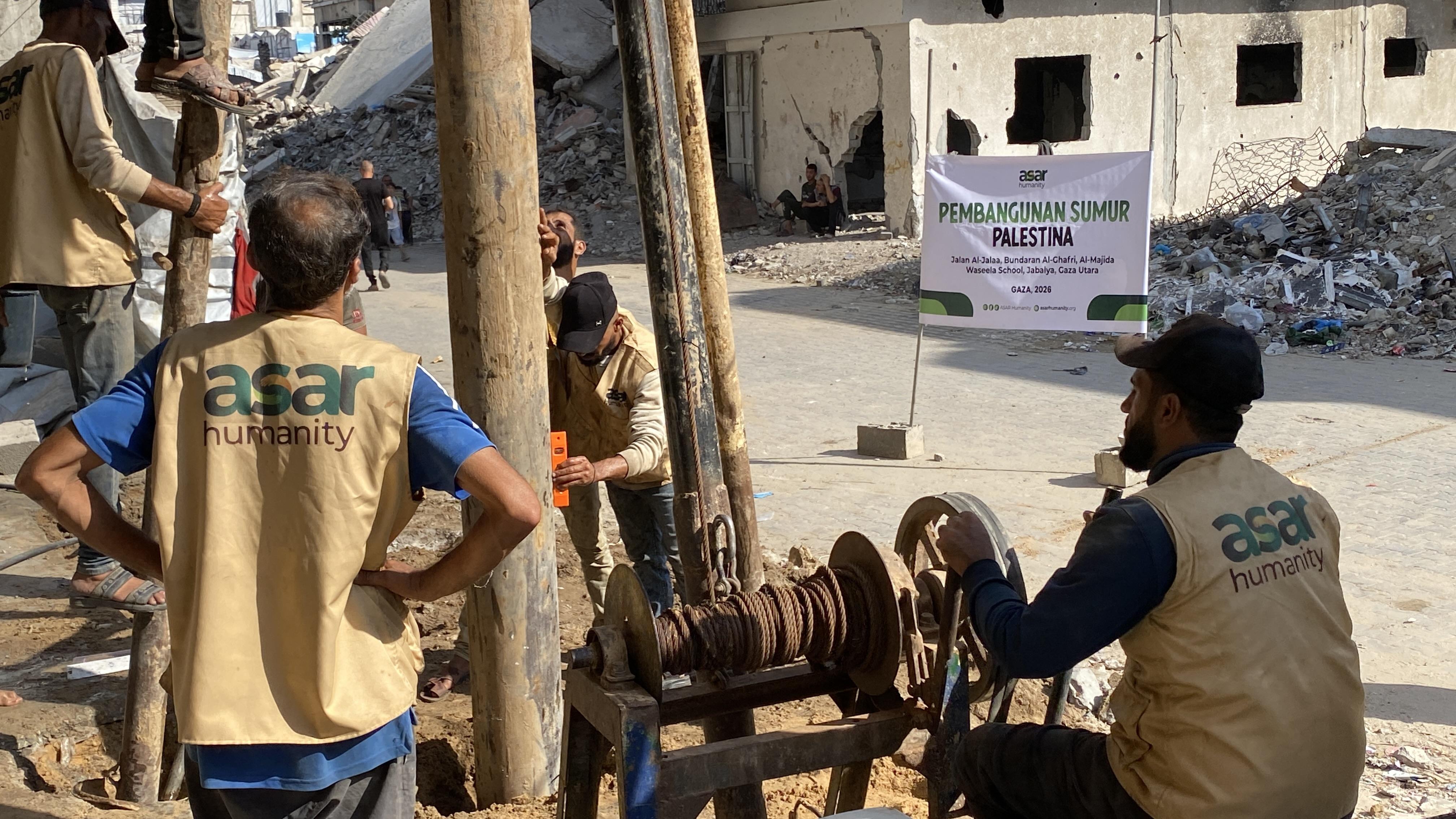 Sumur Air Bersih ASAR Humanity Hadir untuk 230 Keluarga Pengungsi di Gaza Utara