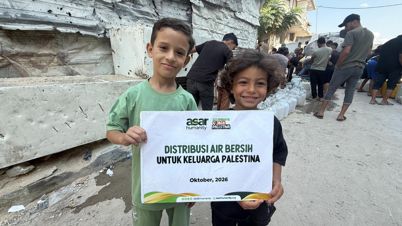 ASAR Humanity Distribusikan 15.000 Liter Air Bersih untuk 360 Keluarga Pengungsi di Gaza Utara